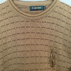Carmel Golf Embroidered Sweater Mens Size L Brown Made In USA